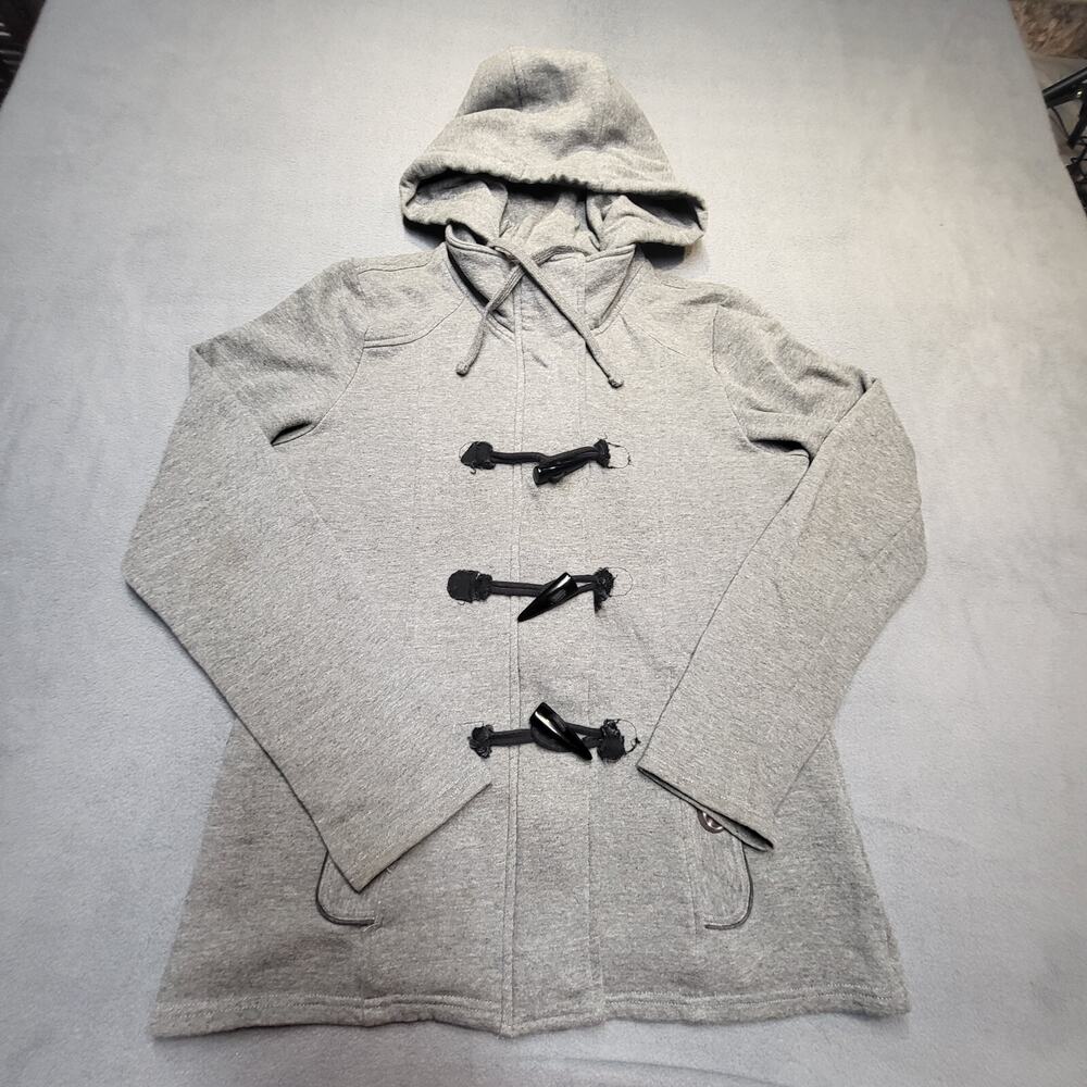 Guess Hoodie Jacket Womens L Gray‎ Full Zip Toggle Long Sleeve